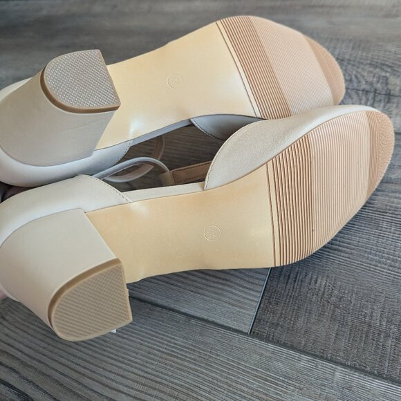 NEW Peijely Womens T Strap Chunky Block Heel Strap Dress Pumps Nude Matte 10 - Picture 8 of 11